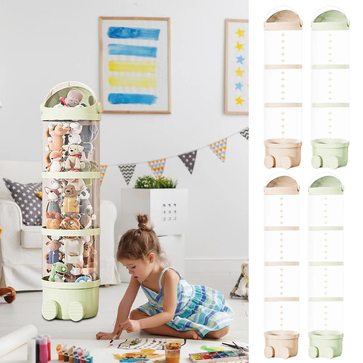 Plush Doll Storage Tube 3 layer / 4 layers Stuffed Animal Storage Toy Display Transparent Stuffed Dolls Storage Bucket Organizer